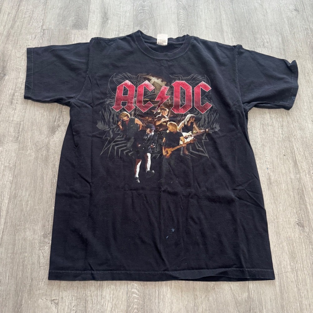 AC/DC Black Ice World Tour 2008 2009 T-Shirt Mens Large Black Band Tee Y2K